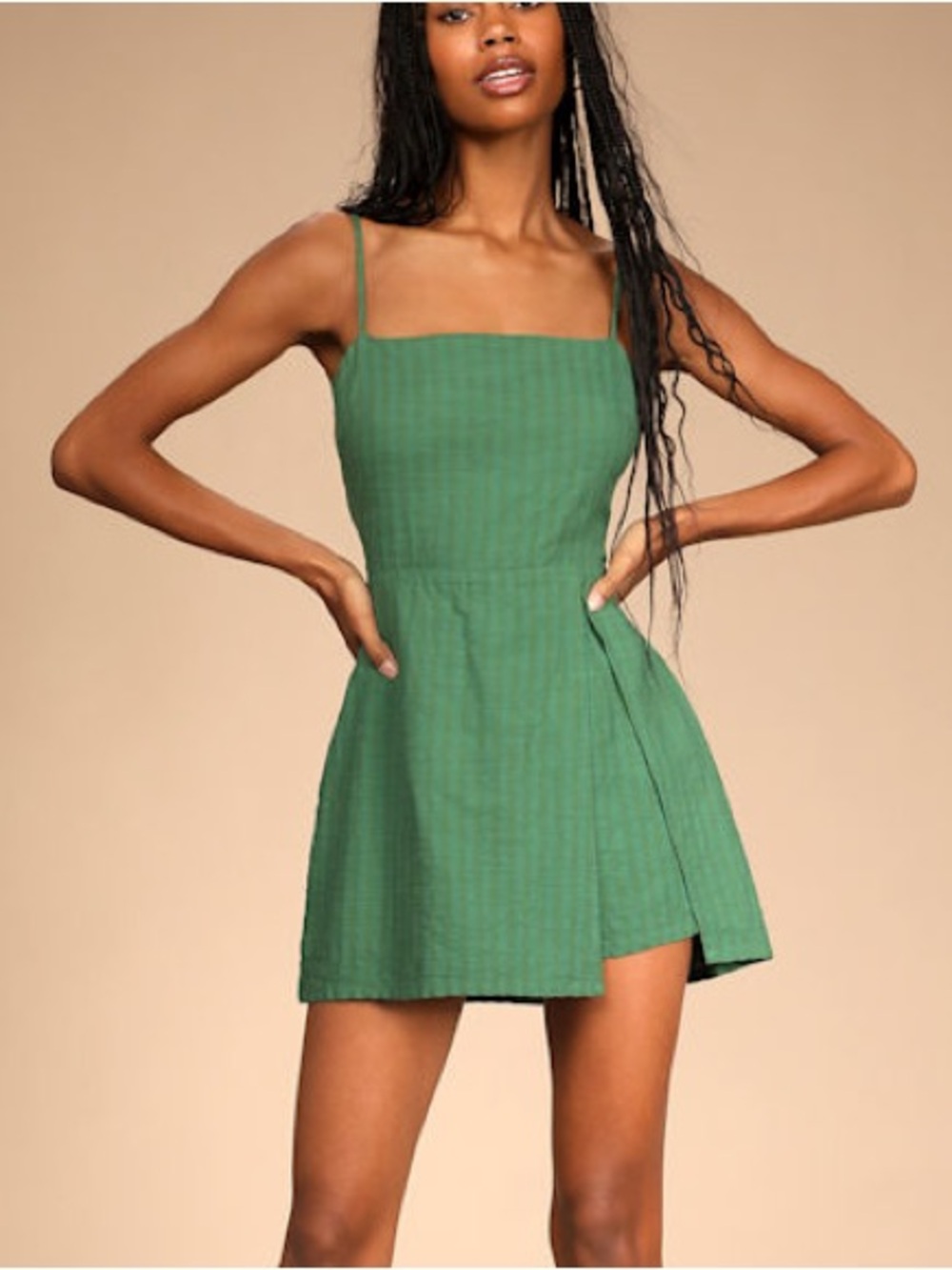 NWT LULUS All About Us Green Tie-Back Cutout Skort Romper SMALL